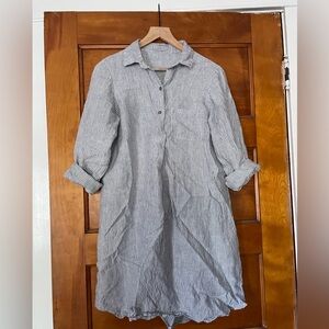 Striped Linen Shirt with Button Detail